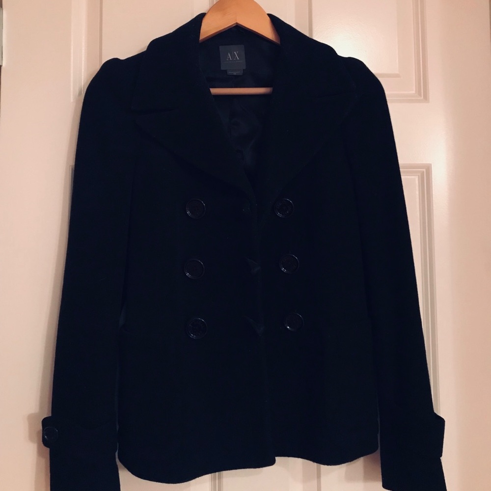 Armani Exchange black pea coat